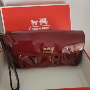 Patent Leather Crimson Coach Wristlet Being Sold As is Please Read